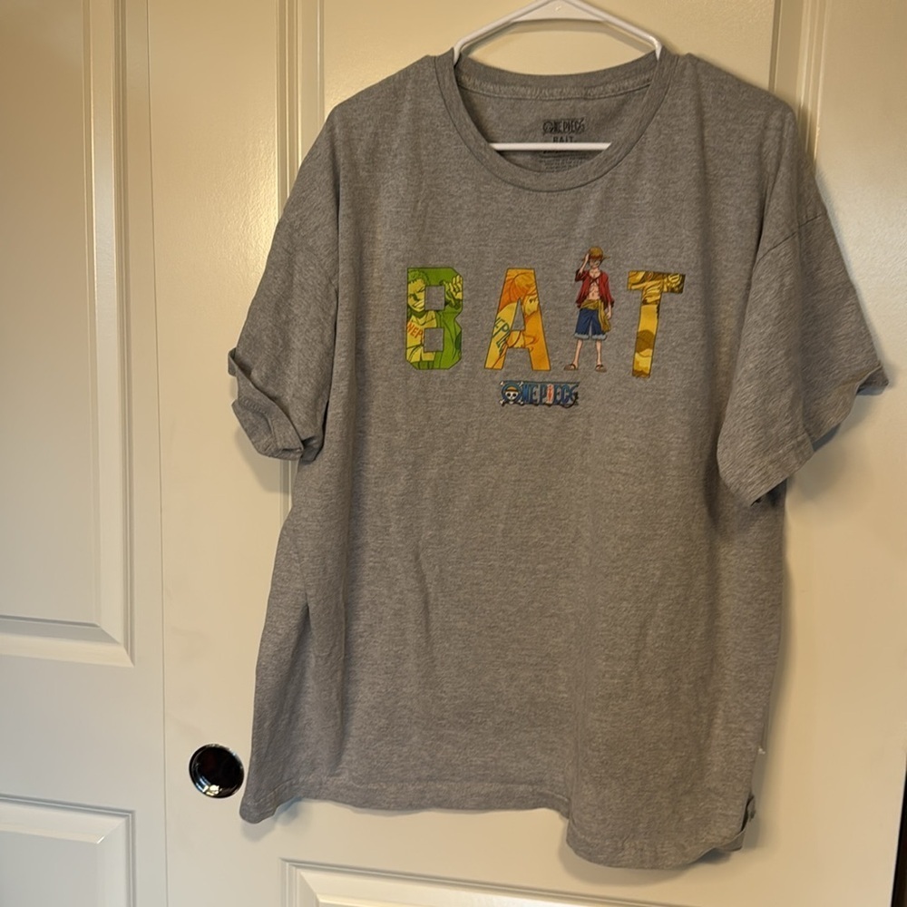 BAIT X ONE PIECE MEN BAIT LOGO FT LUFFY TEE Gray One Piece Graphic T-Shi…